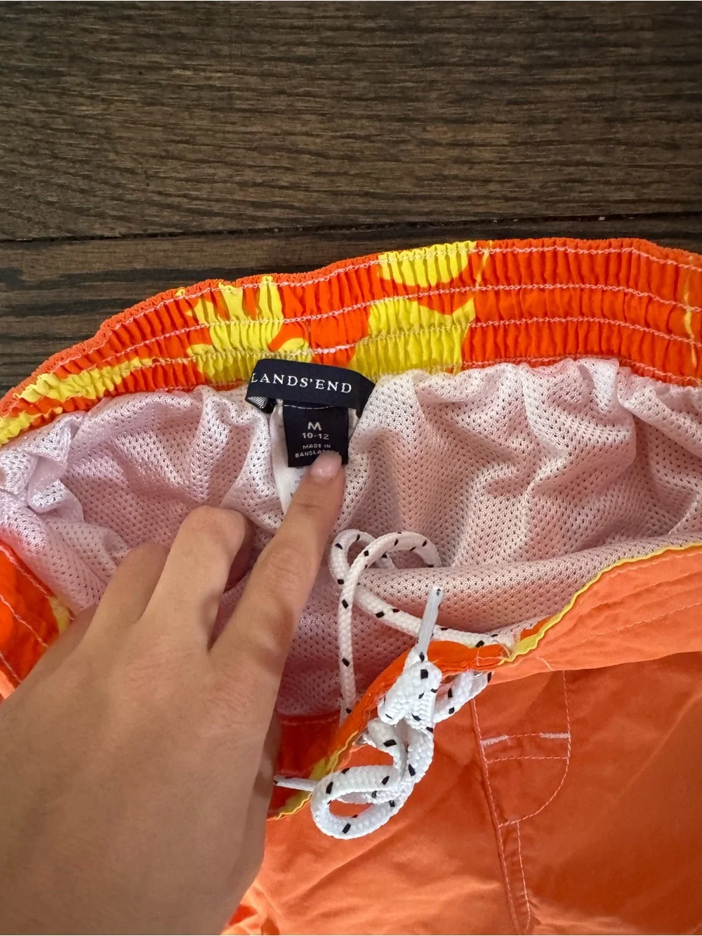 Lands' End Bright Orange Cargo Swim Shorts